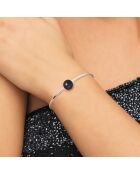 Prestige-Armband aus rhodiniertem Silber und runden schwarzen Tahiti-Süßwasserperlen