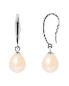 Gerhodineerde zilveren oorbellen met natuurlijke roze peerzoetwaterparels