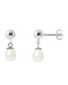 Gerhodineerde zilveren oorbellen met natuurlijke zoetwaterparels van witte peer