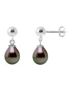 Oorbellen in gerhodineerd zilver met tahitiaanse peerparels