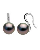 Ohrringe aus Silber, Zirkonia und runden Tahitiperlen