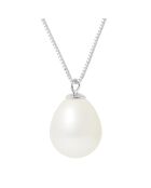 Halsketting met zoetwaterparels van gerhodineerd zilver en natuurlijke witte peer