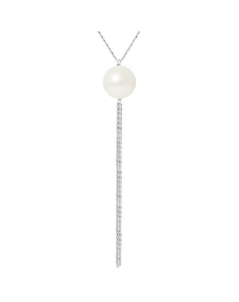Collier Cascada en Argent rhodié & Perle d'Eau Douce ronde blanc naturel
