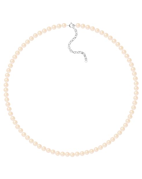 Collier Rang en Argent rhodié & Perles d'Eau Douce rondes rose naturel