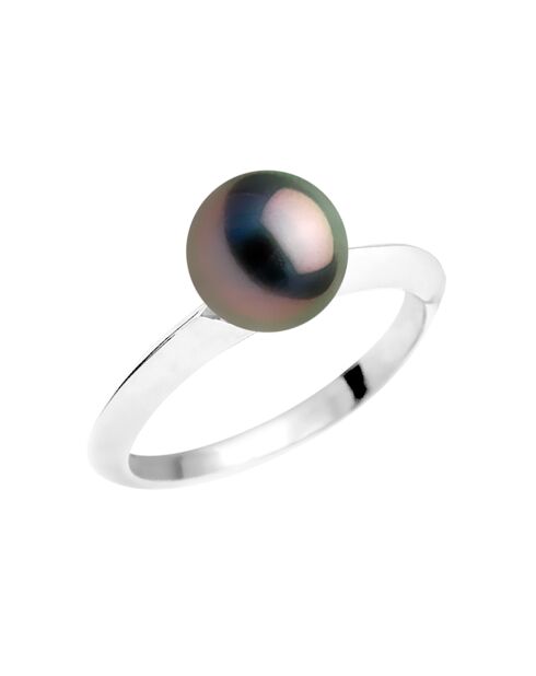 Armreif aus Rhodiumsilber und runder Tahitiperle Ø 8-9 mm