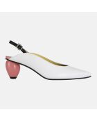 Slingback en Cuir Slide blanc/rose - Talon 6 cm