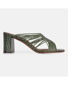 Mules en Cuir python vertes - Talon 7 cm