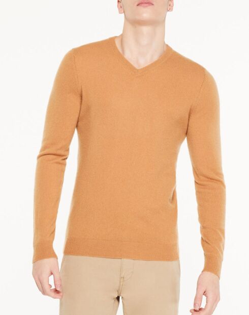 Pull 100% Cachemire Avy col V beige