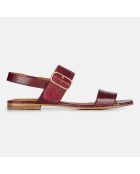 Sandales en Cuir python Rosa bordeaux foncé