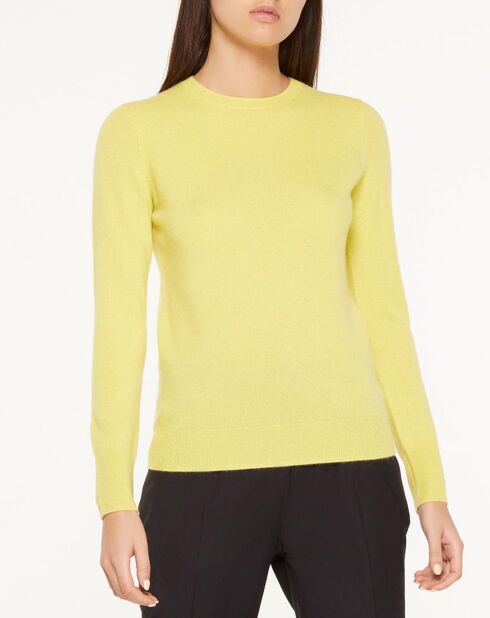 Pull 100% Cachemire Yabri col rond jaune