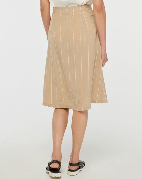 Jupe en Lin mélangé Bono rayé beige