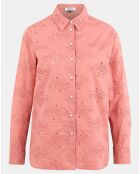 Chemise Ebrizia brodée ajourée bois de rose