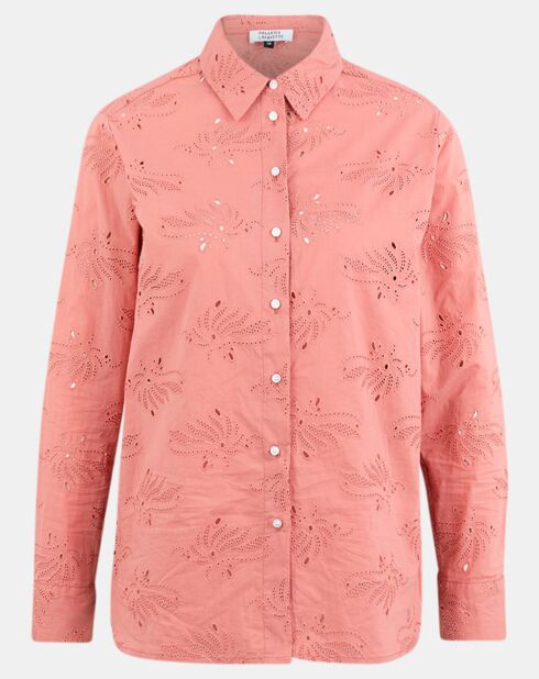 Chemise Ebrizia brodée ajourée bois de rose