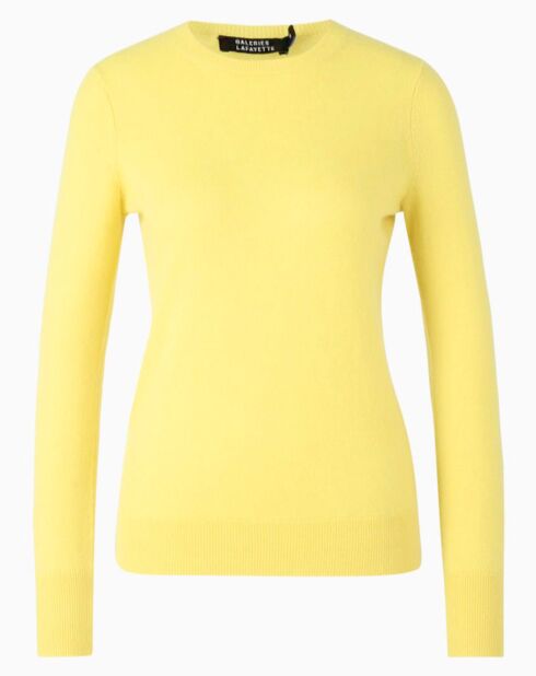 Pull 100% Cachemire Yabri col rond jaune