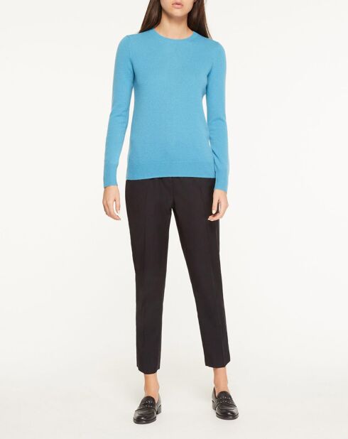 Pull 100% Cachemire Yabri col rond bleu