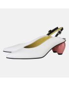 Slingback en Cuir Slide blanc/rose - Talon 6 cm