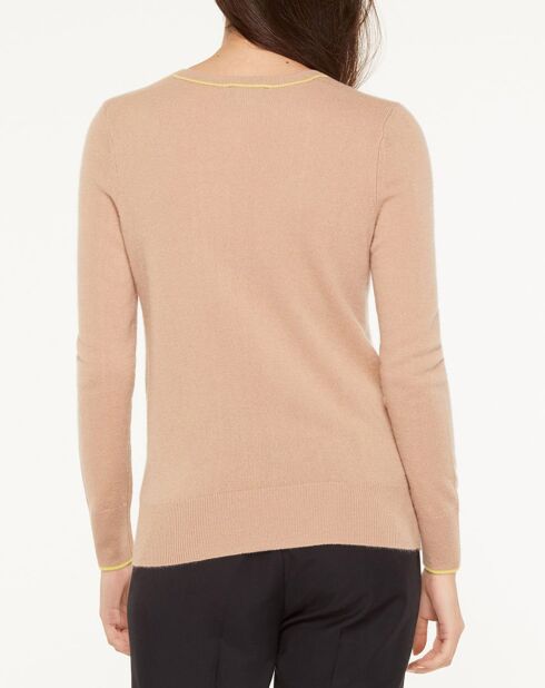 Pull 100% Cachemire Yocond col V beige