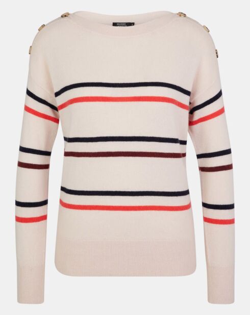 Pull 100% Cachemire Yako col rond rose clair