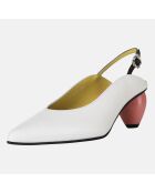 Slingback en Cuir Slide blanc/rose - Talon 6 cm