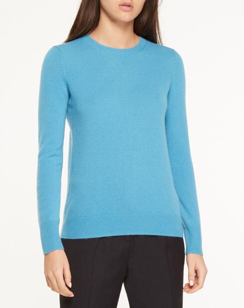 Pull 100% Cachemire Yabri col rond bleu