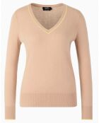 Pull 100% Cachemire Yocond col V beige