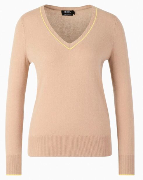 Pull 100% Cachemire Yocond col V beige