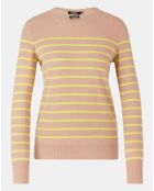 Pull 100% Cachemire Yabrir col rond beige/jaune