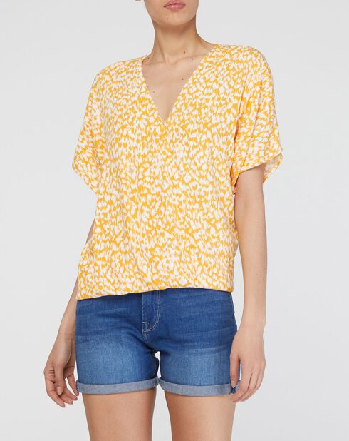 Top Enamelie imprimé  jaune