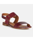 Sandales en Cuir python Rosa bordeaux foncé