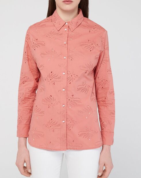 Chemise Ebrizia brodée ajourée bois de rose