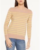 Pull 100% Cachemire Yabrir col rond beige/jaune