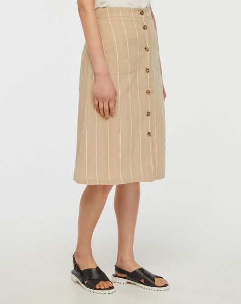 Jupe en Lin mélangé Bono rayé beige