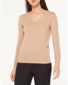 Pull 100% Cachemire Yocond col V beige