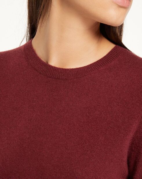 Pull 100% Cachemire Yabri col rond bordeaux