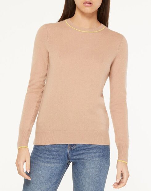 Pull  100% Cachemire Yabrid col rond beige