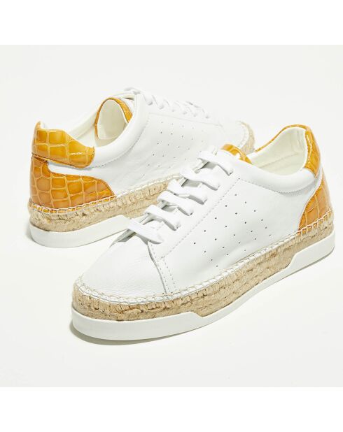 Baskets espadrilles en Cuir Lancry blanc/jaune