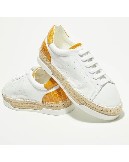 Baskets espadrilles en Cuir Lancry blanc/jaune