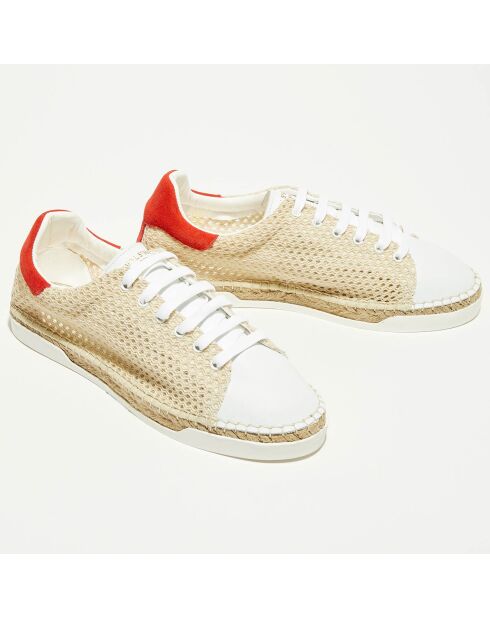 Baskets espadrilles en Cuir & Toile Lancry Beach beiges