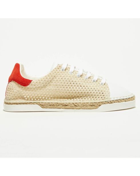 Baskets espadrilles en Cuir & Toile Lancry Beach beiges