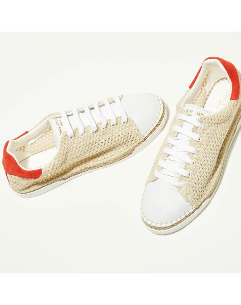 Baskets espadrilles en Cuir & Toile Lancry Beach beiges