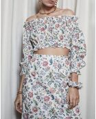 Blouse épaules dénudées liberty imprimée multicolore