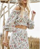 Blouse épaules dénudées liberty imprimée multicolore