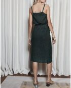 Robe longue lurex ceinturée verte
