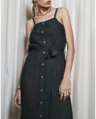 Robe longue lurex ceinturée verte