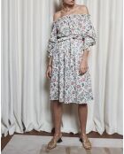 Robe épaules dénudées  imprimé liberty multicolore