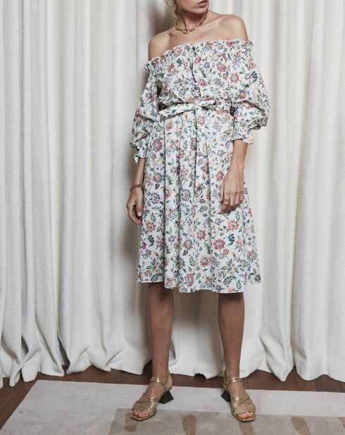 Robe épaules dénudées  imprimé liberty multicolore
