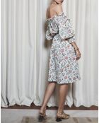 Robe épaules dénudées  imprimé liberty multicolore
