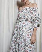 Robe épaules dénudées  imprimé liberty multicolore