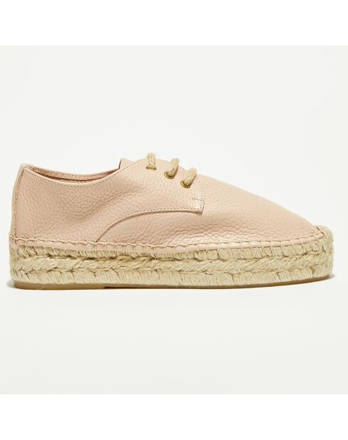 Espadrillas in pelle di velluto color sabbia nude