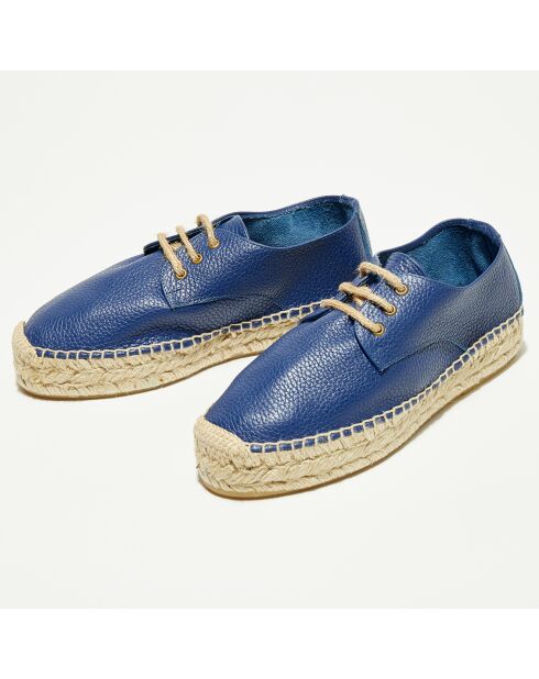 Espadrilles en Velours de Cuir Sable bleues